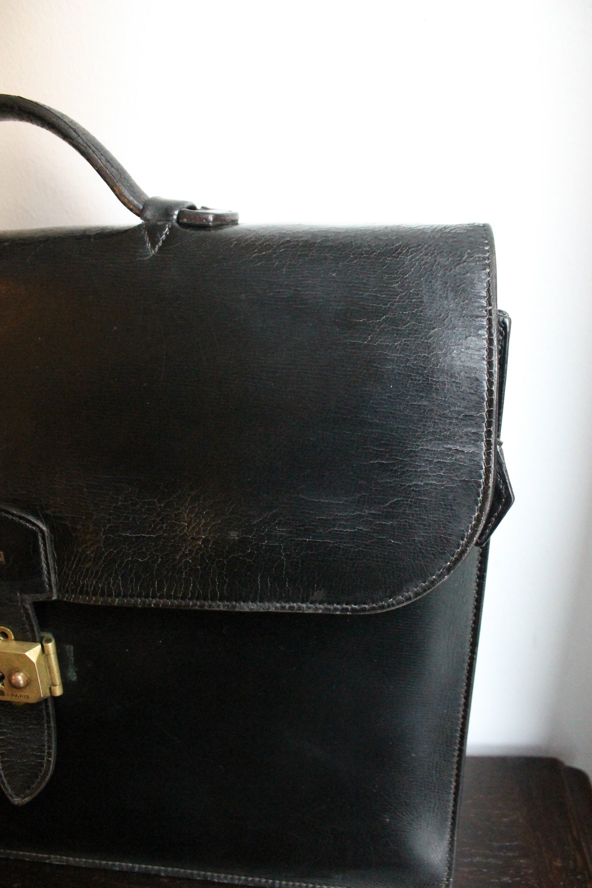 Hermès sac à dépêche en cuir noir box