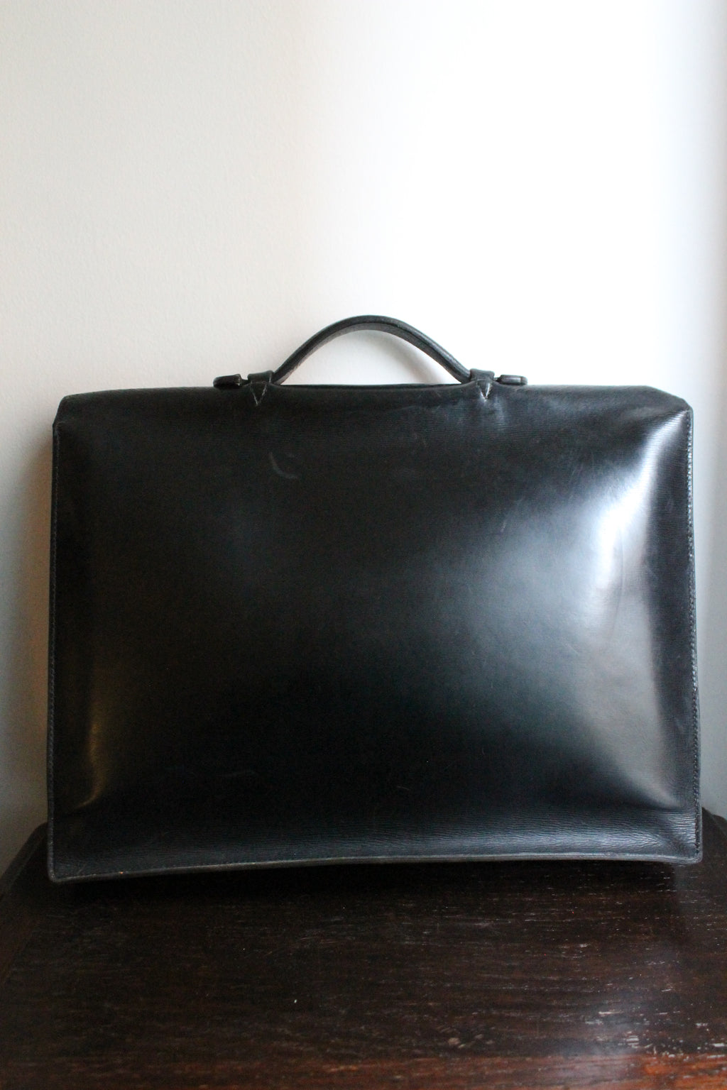 Hermès sac à dépêche en cuir noir box