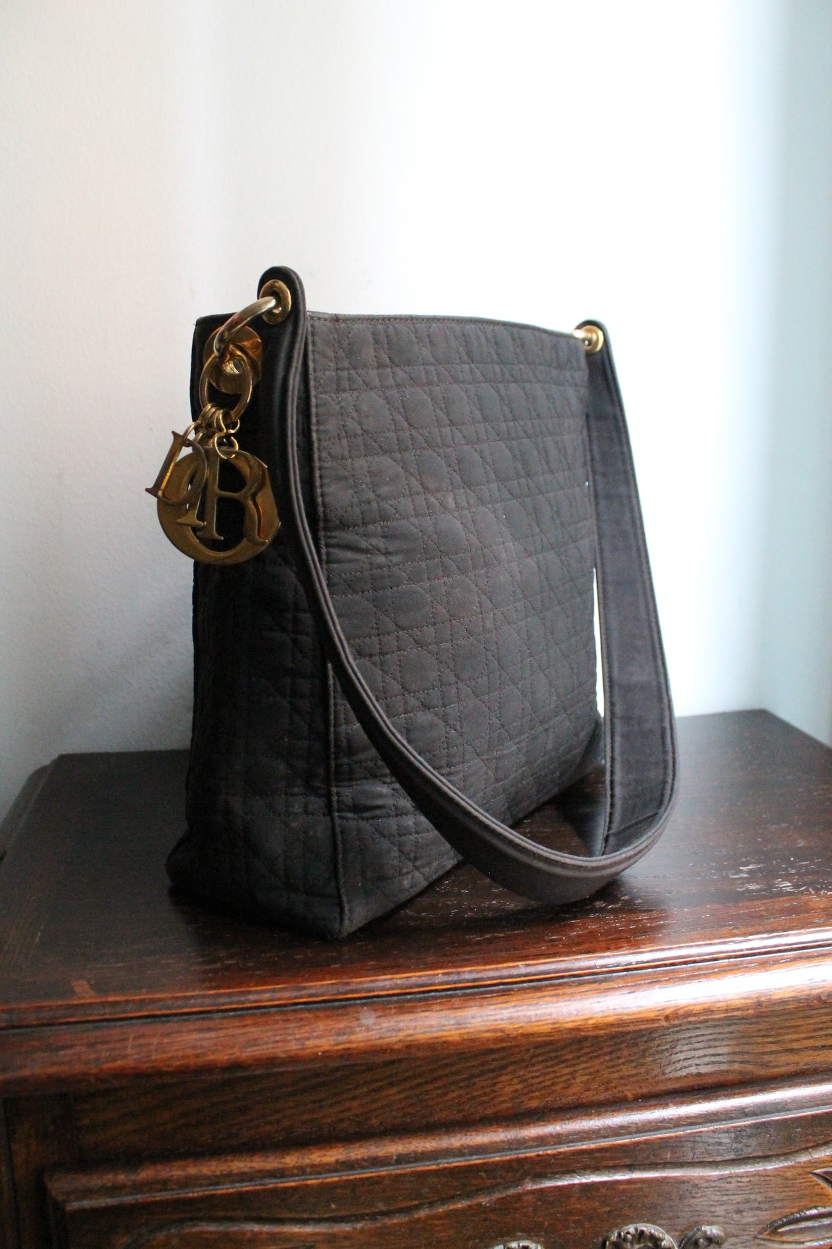 Dior sac à main en toile cannage noire