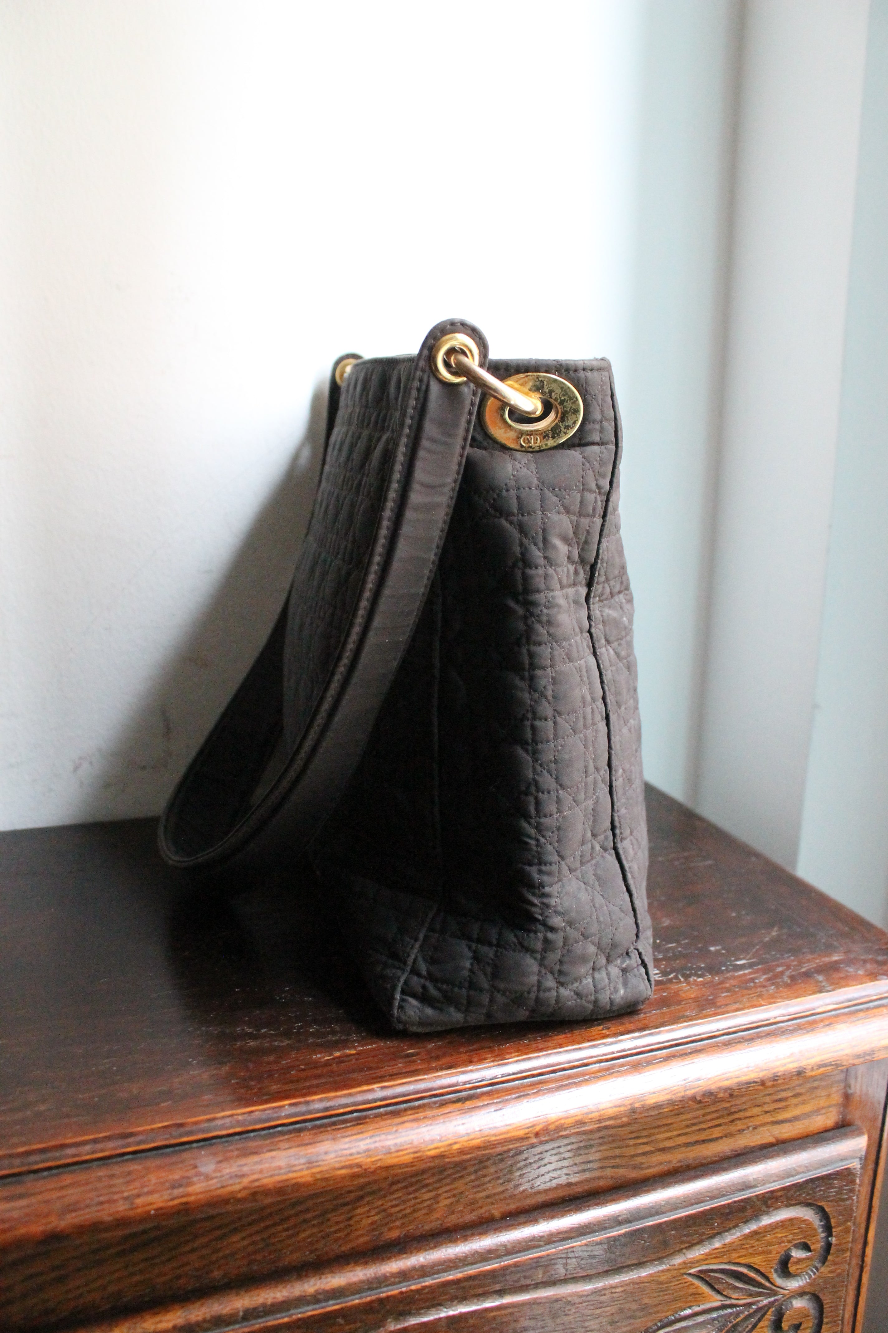 Dior sac à main en toile cannage noire