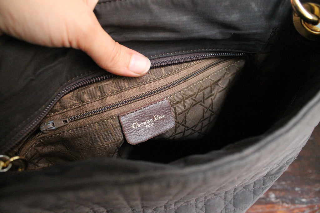 Dior sac à main en toile cannage noire