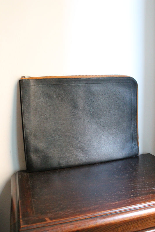 Hermès pochette porte-documents / porte-ordinateur en cuir noir