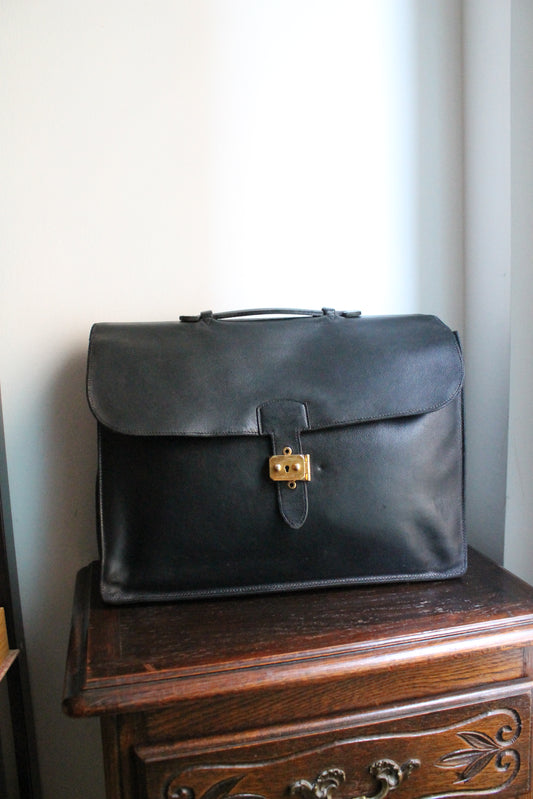 Hermès sac à dépêche en cuir noir