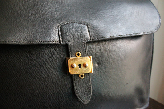 Hermès sac à dépêche en cuir noir