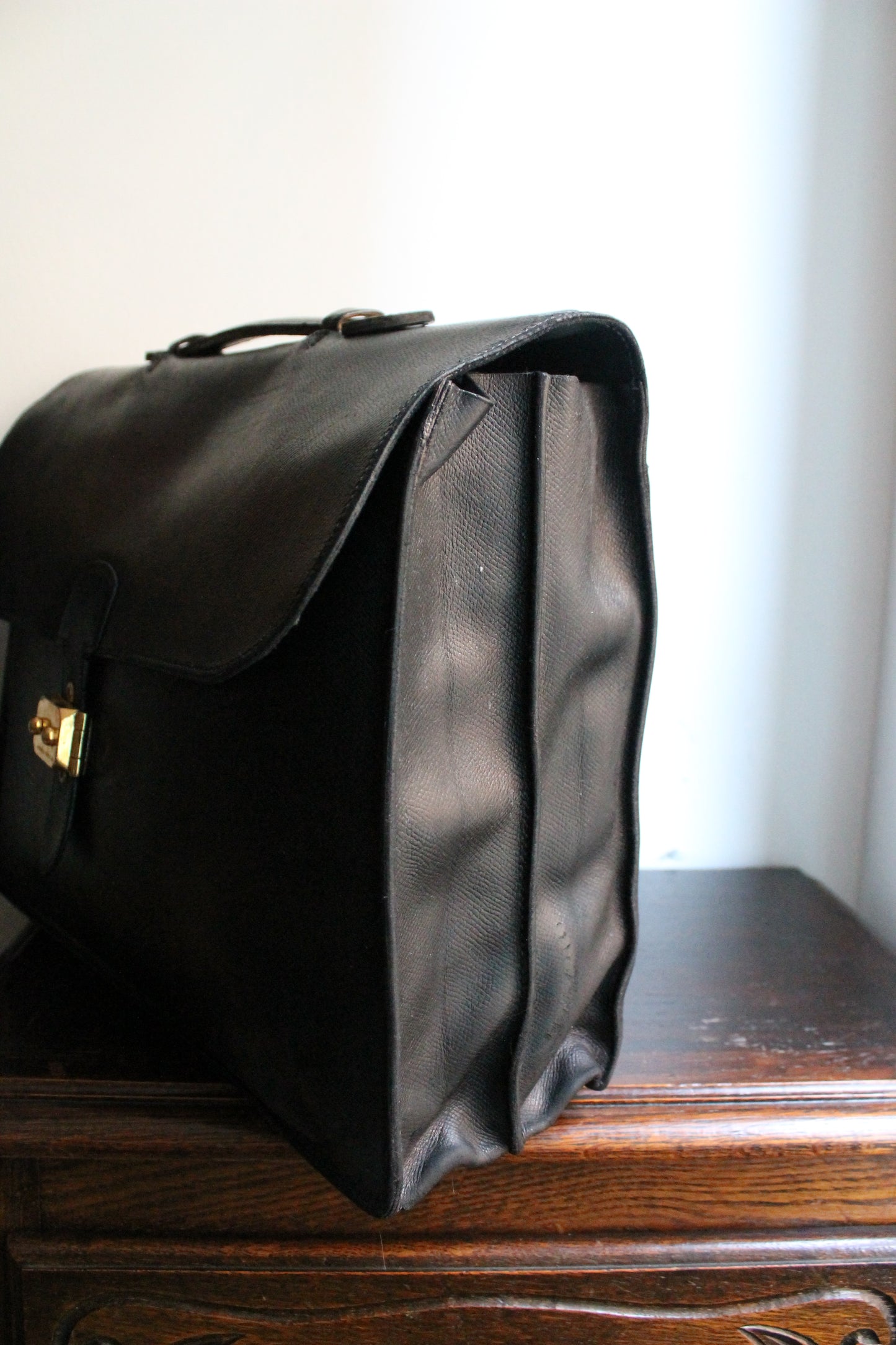 Hermès sac à dépêche en cuir noir