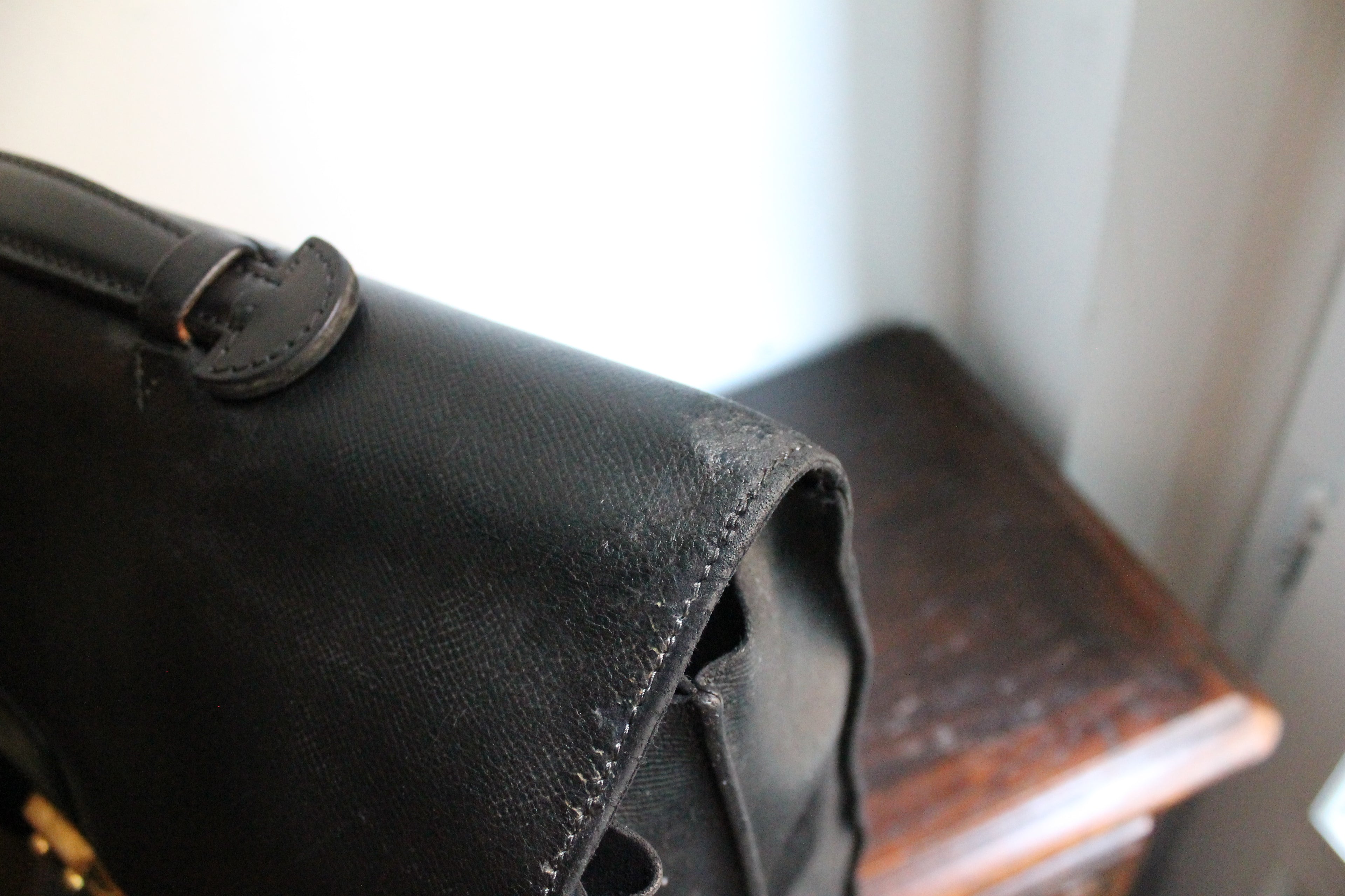 Hermès sac à dépêche en cuir noir