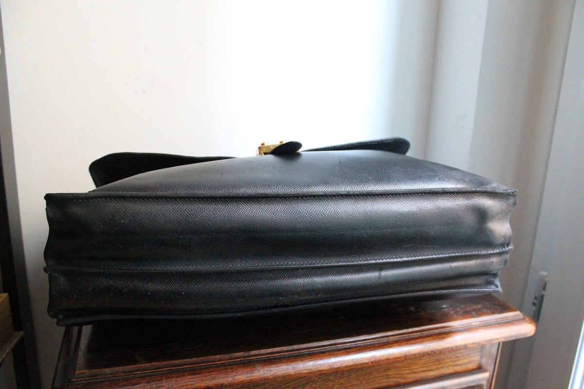Hermès sac à dépêche en cuir noir
