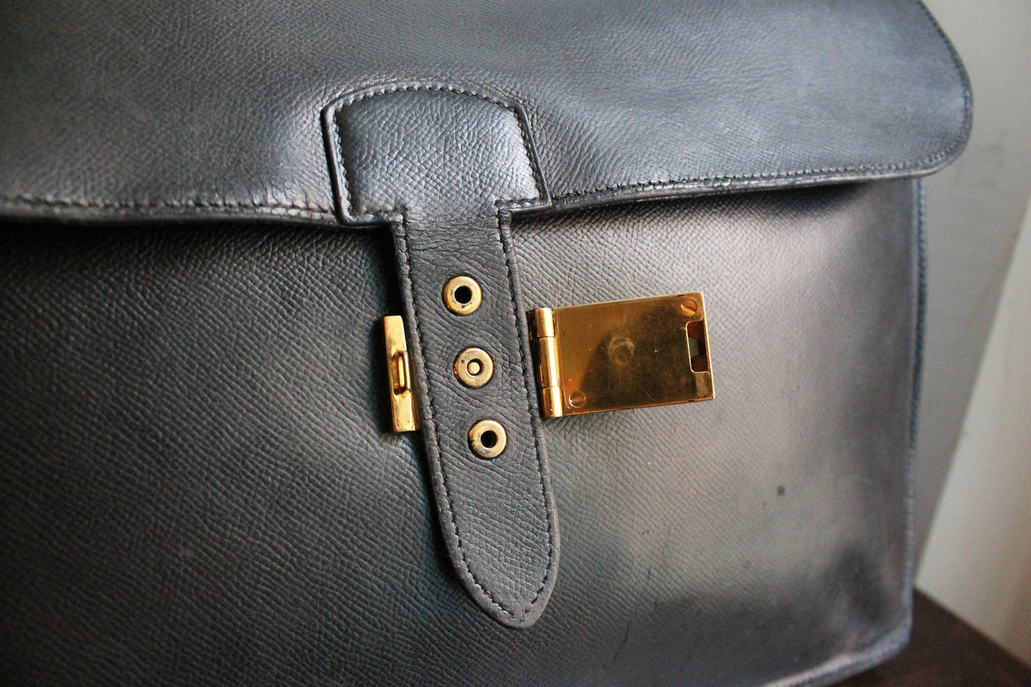 Hermès sac à dépêche en cuir noir