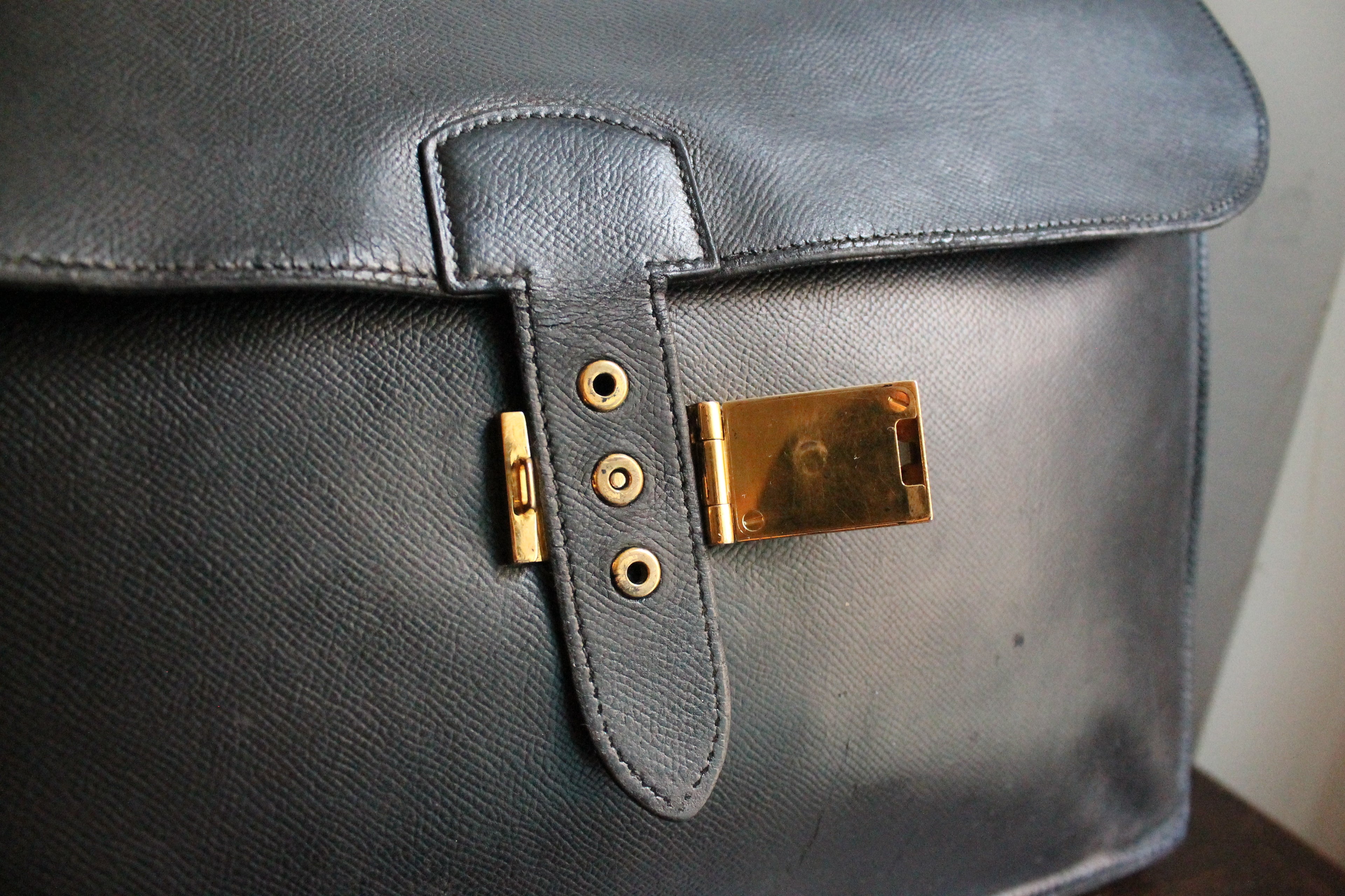 Hermès sac à dépêche en cuir noir