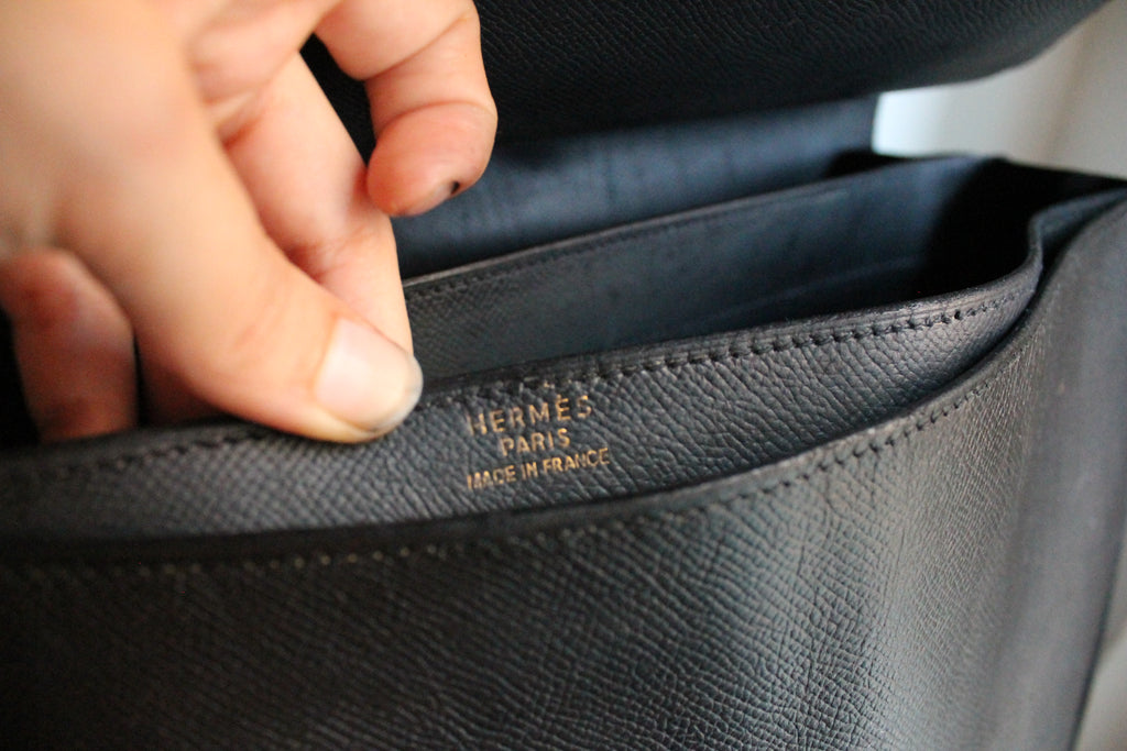 Hermès sac à dépêche en cuir noir