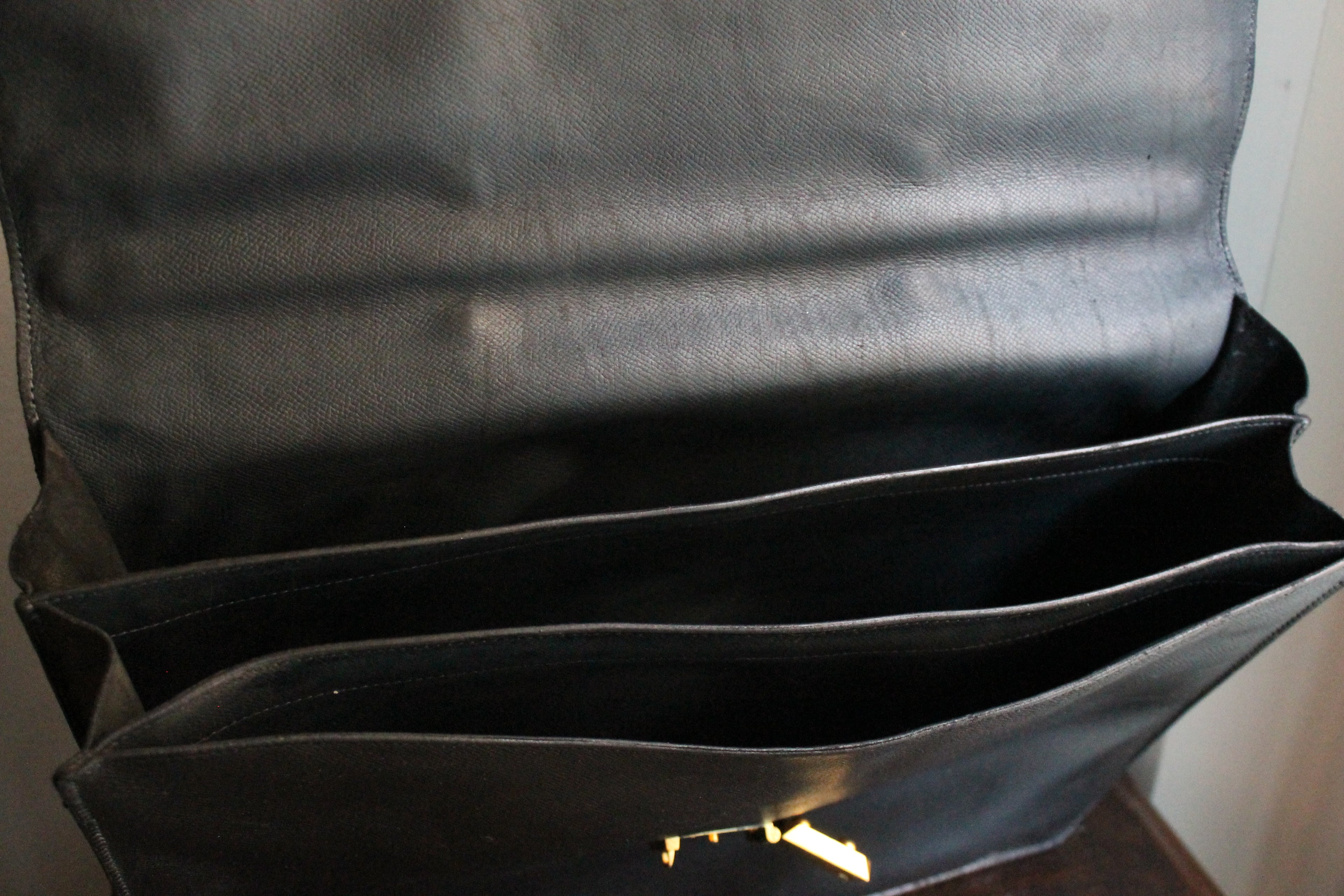 Hermès sac à dépêche en cuir noir