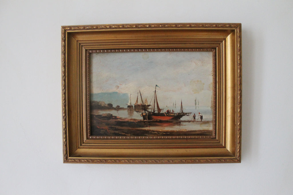 Paire de peinture à l'huile représentant une scène marine sur les côtes françaises