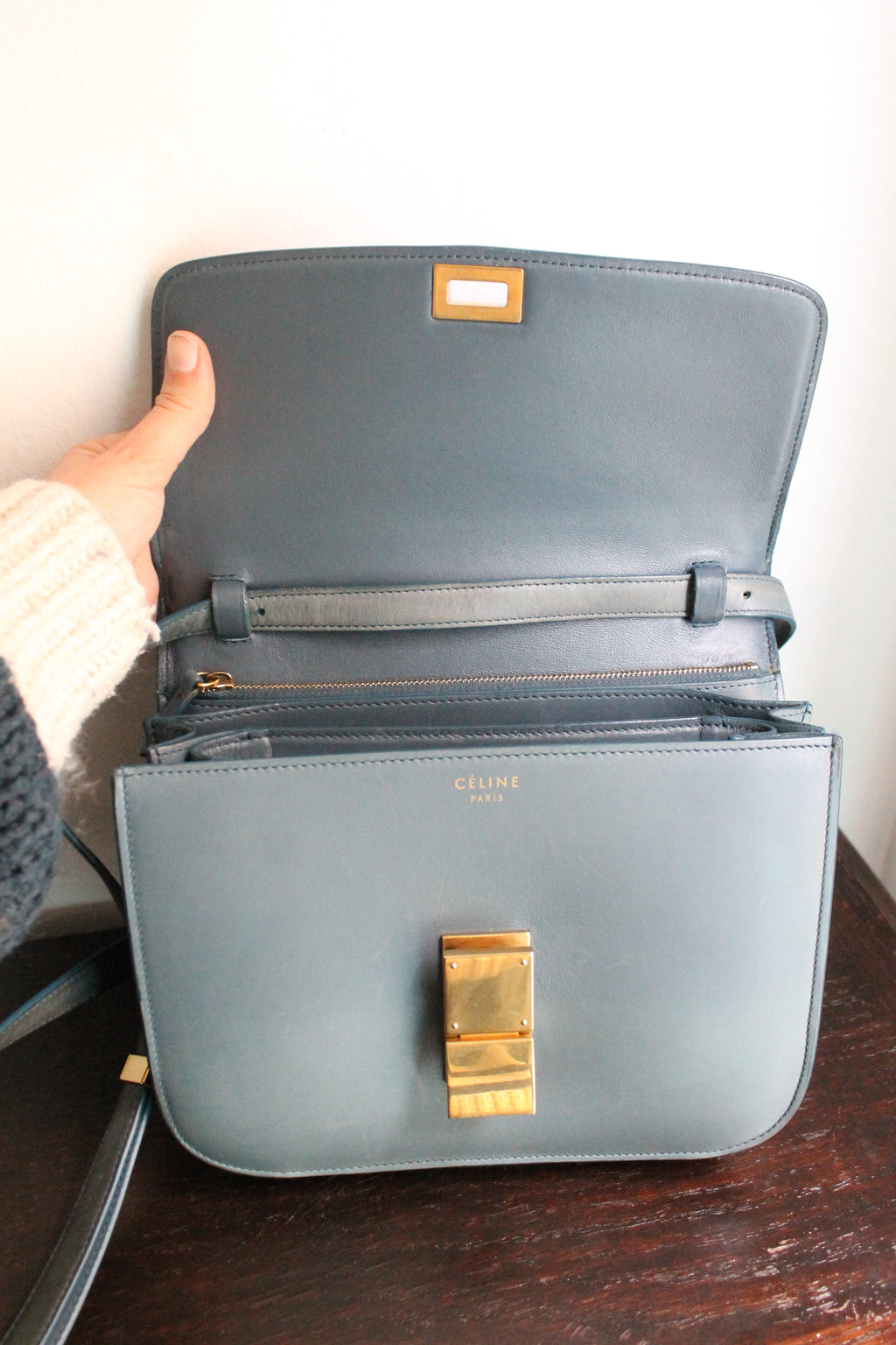 Céline sac à main modèle Classique en cuir bleu