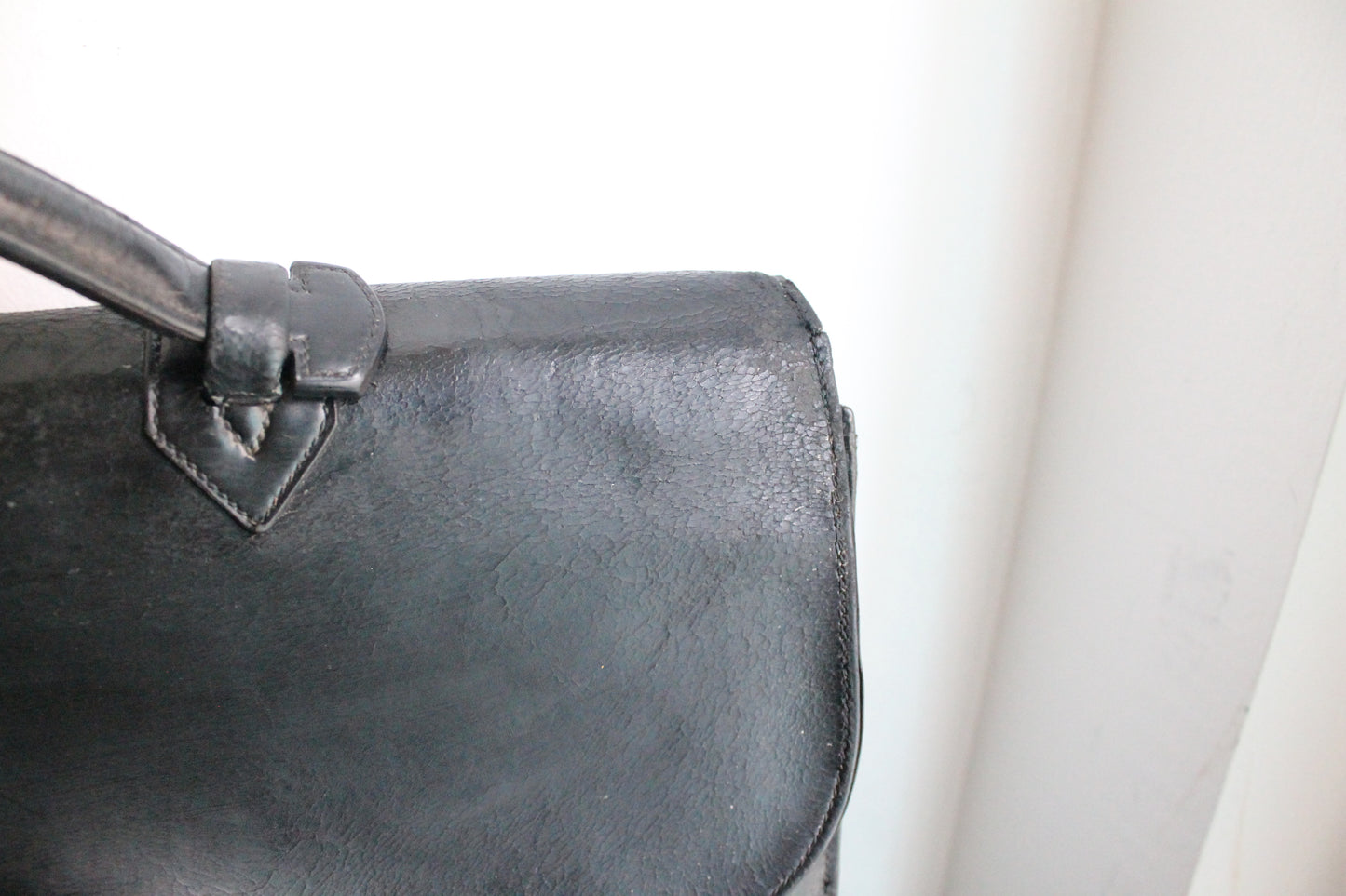 Hermès sac à dépêche en cuir noir box