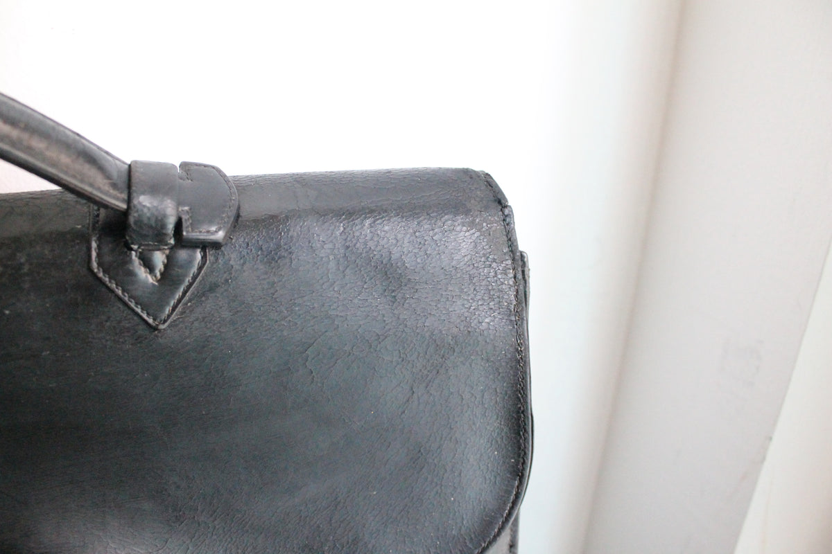 Hermès sac à dépêche en cuir noir box