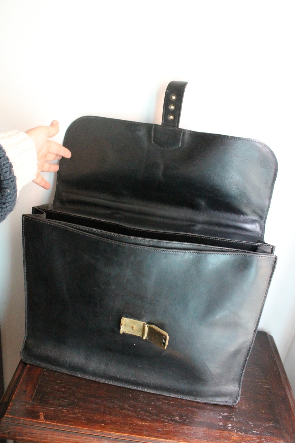 Hermès sac à dépêche en cuir noir box