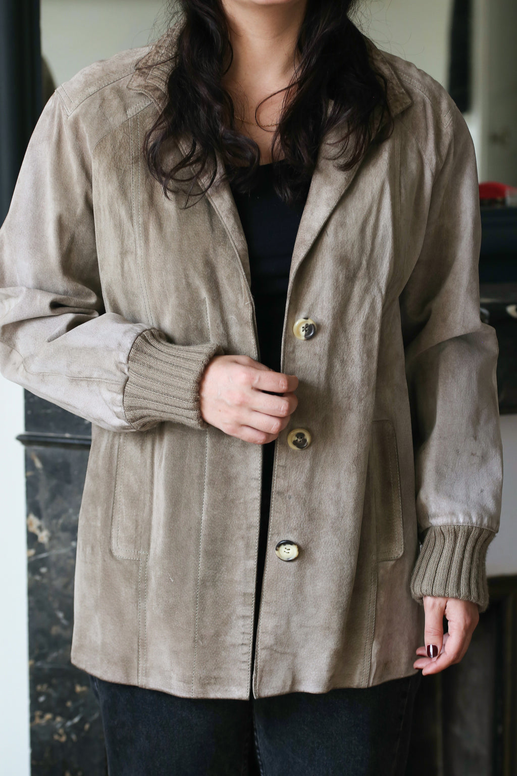 Céline veste vintage en cuir gris