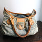 Louis Vuitton sac à main modèle Pleaty en denim bleu et cuir