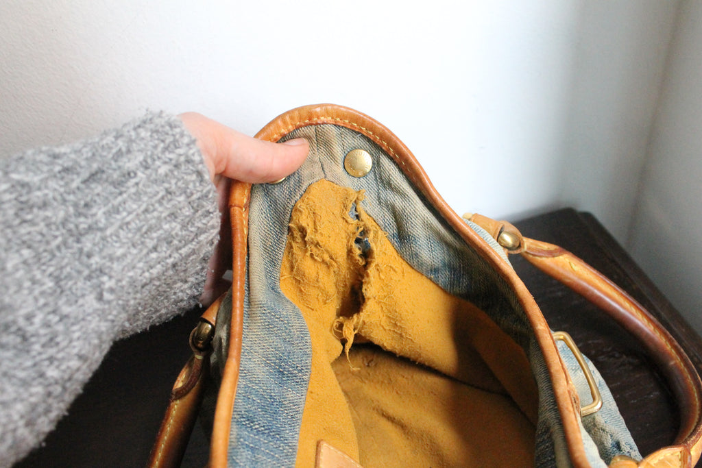 Louis Vuitton sac à main modèle Pleaty en denim bleu et cuir