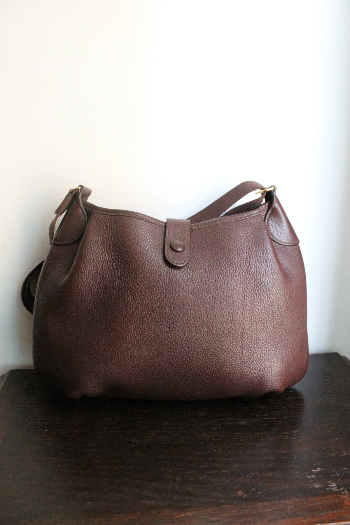 Hermès sac à main modèle Rodéo en cuir grainé marron