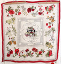 Hermès carré en soie blanc et rouge modèle "Quai aux Fleurs"