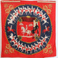 Hermès carré en soie rouge et bleu marine modèle "Manège"