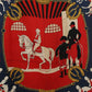 Hermès carré en soie rouge et bleu marine modèle "Manège"