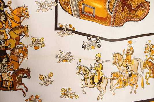 Hermès carré en soie modèle "Artaban" jaune