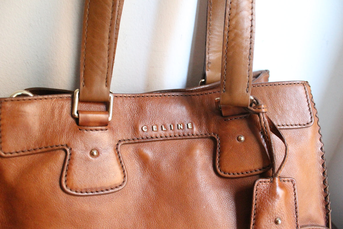 Céline sac à main modèle "Orlov" en cuir camel