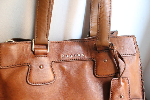 Céline sac à main modèle "Orlov" en cuir camel