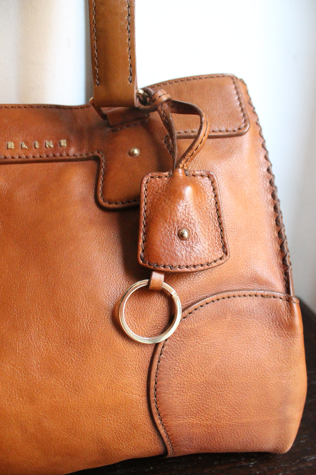 Céline sac à main modèle "Orlov" en cuir camel