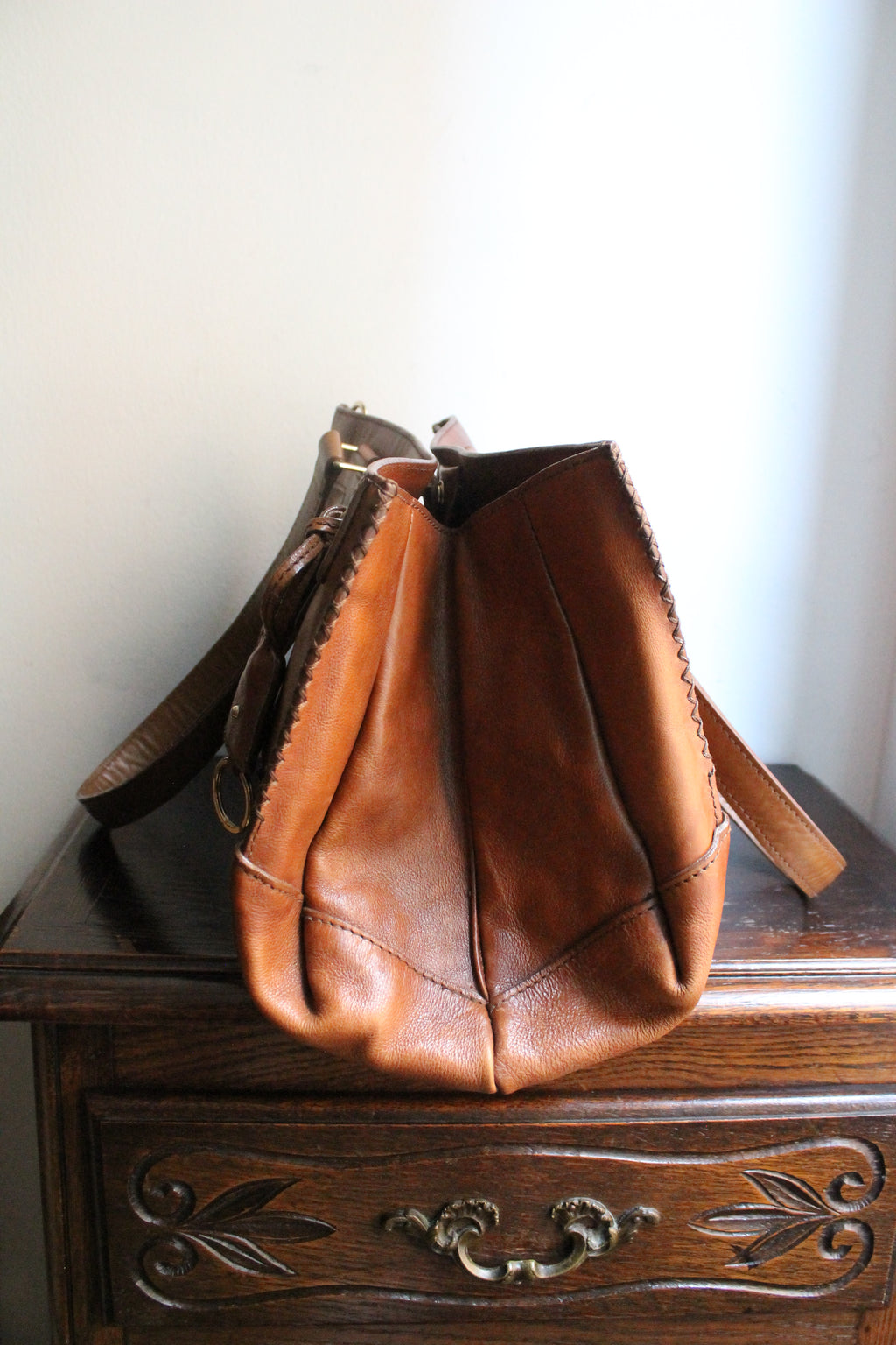 Céline sac à main modèle "Orlov" en cuir camel