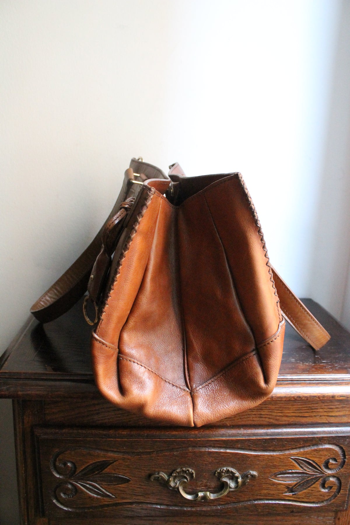 Céline sac à main modèle "Orlov" en cuir camel