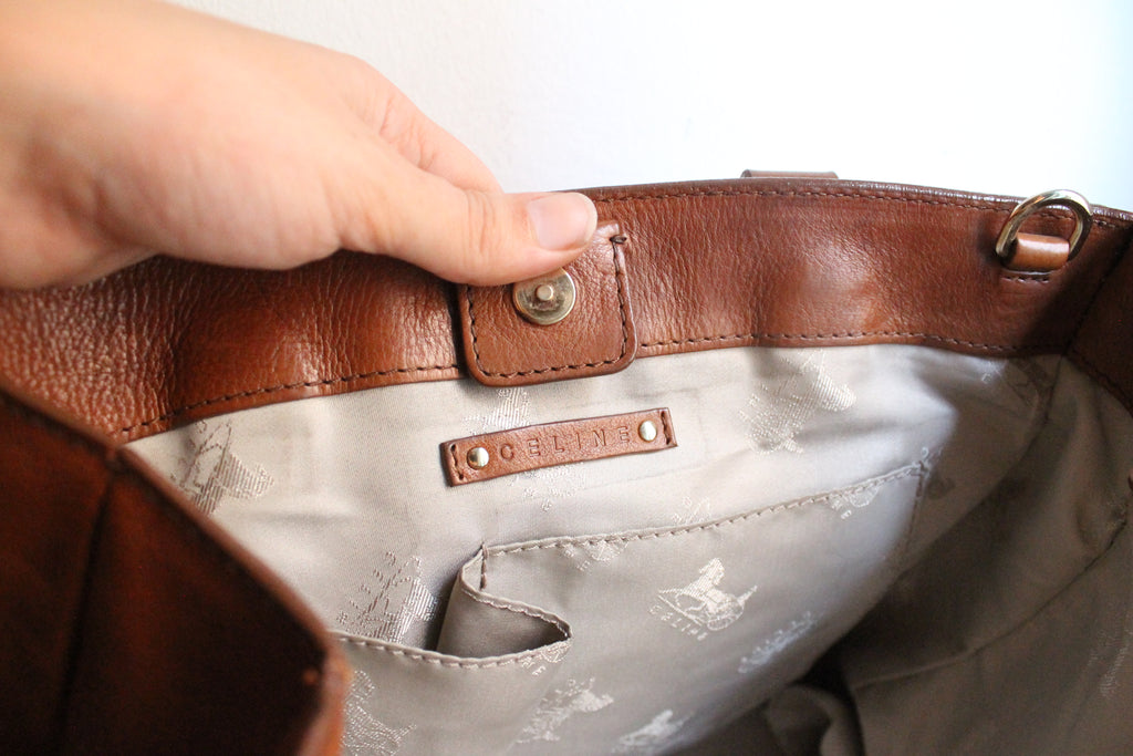 Céline sac à main modèle "Orlov" en cuir camel