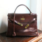 Hermès Paris sac Kelly 32 en cuir box bordeaux vintage