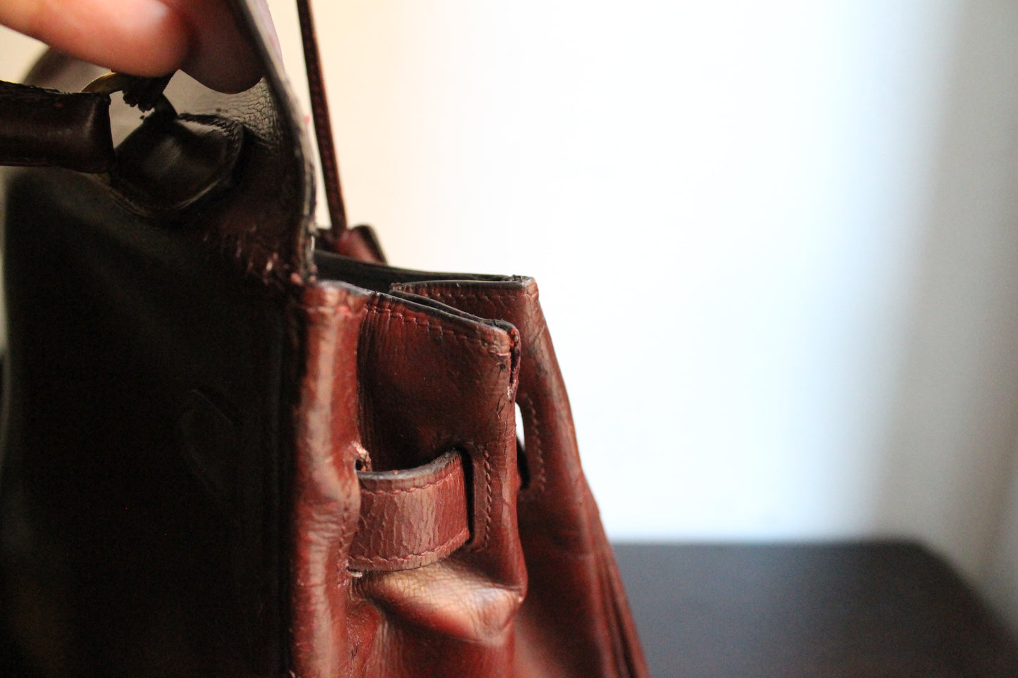 Hermès Paris sac Kelly 32 en cuir box bordeaux vintage