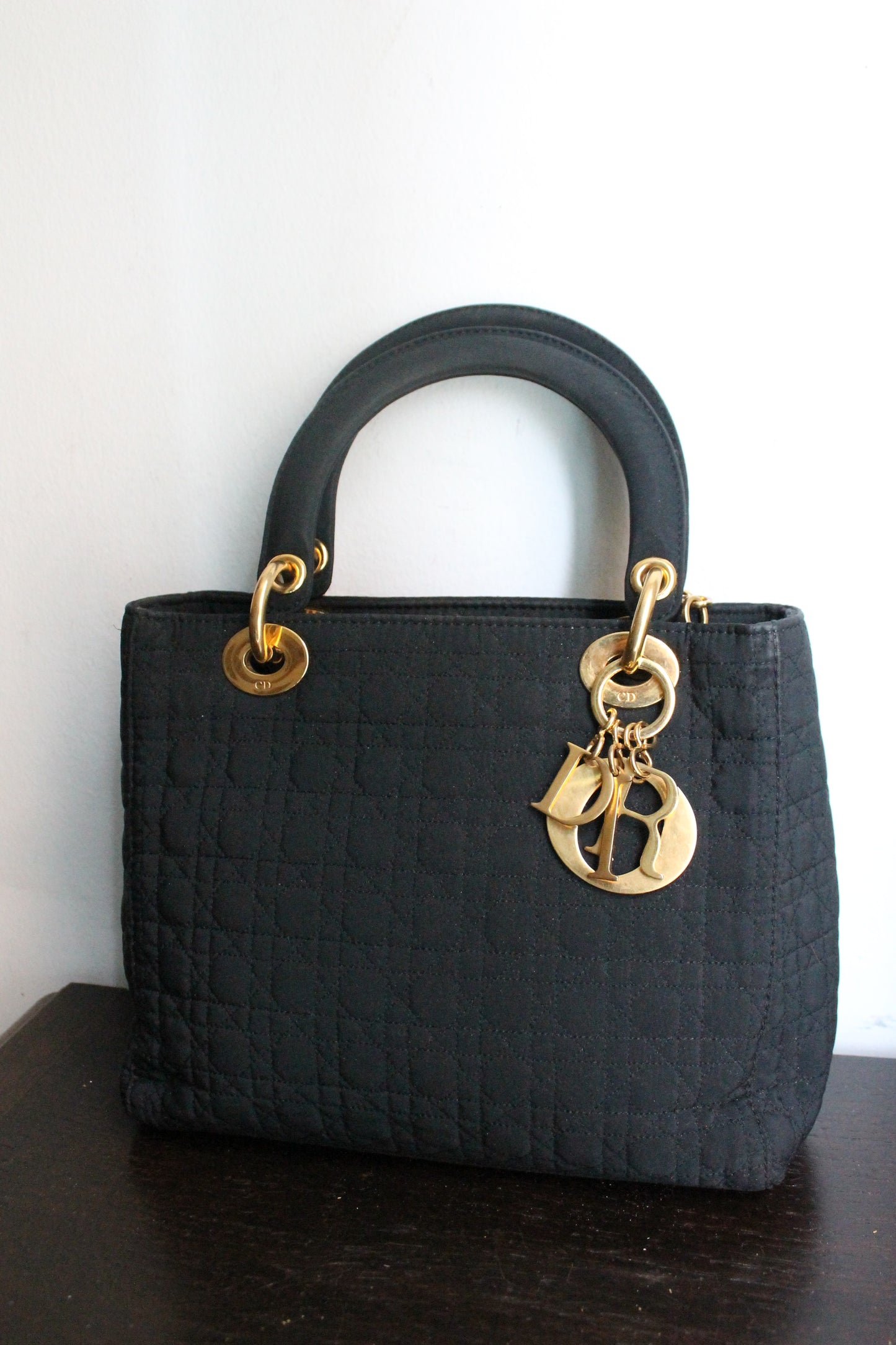 Dior sac à main modèle Lady Dior en toile noire
