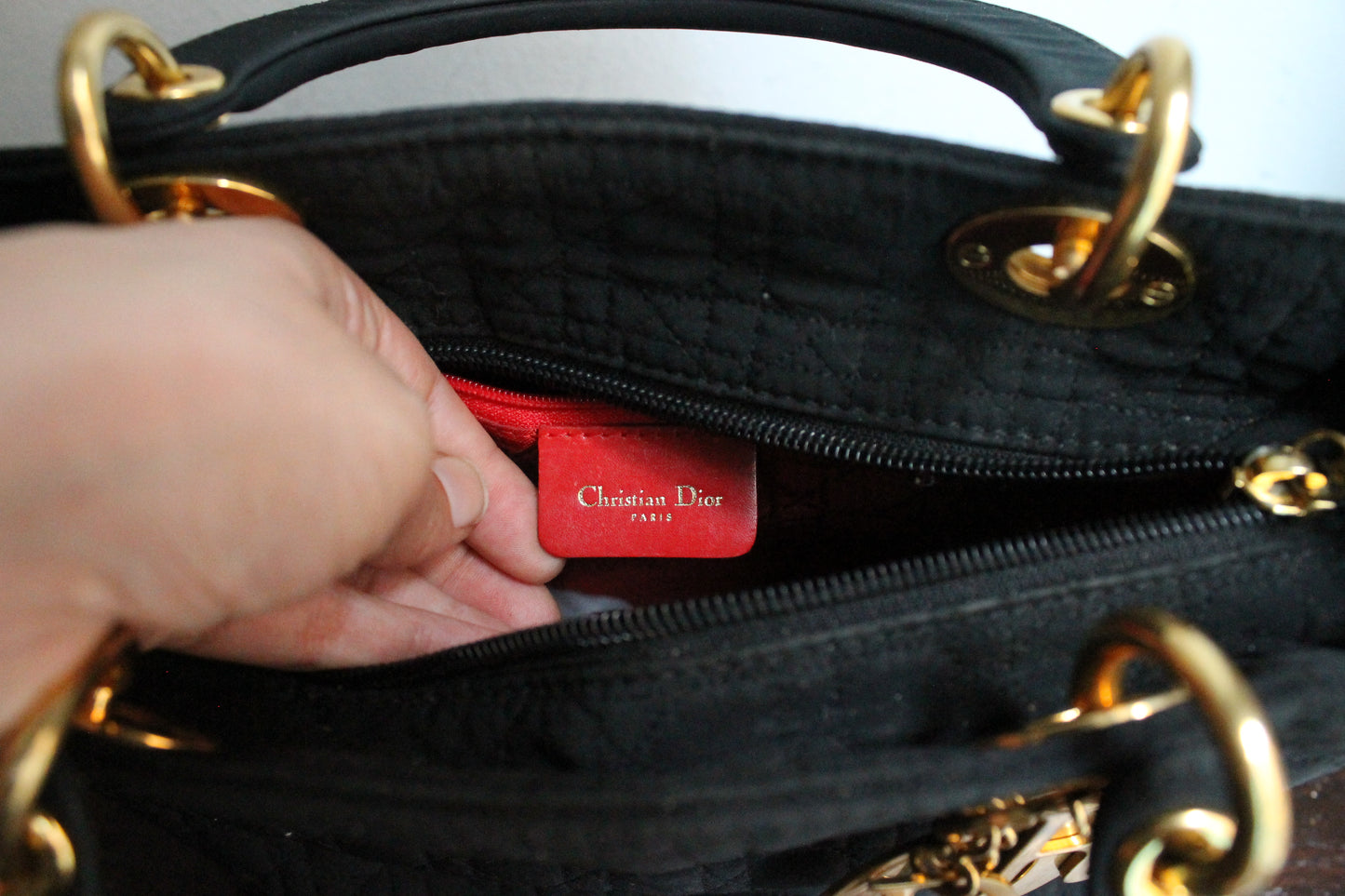 Dior sac à main modèle Lady Dior en toile noire