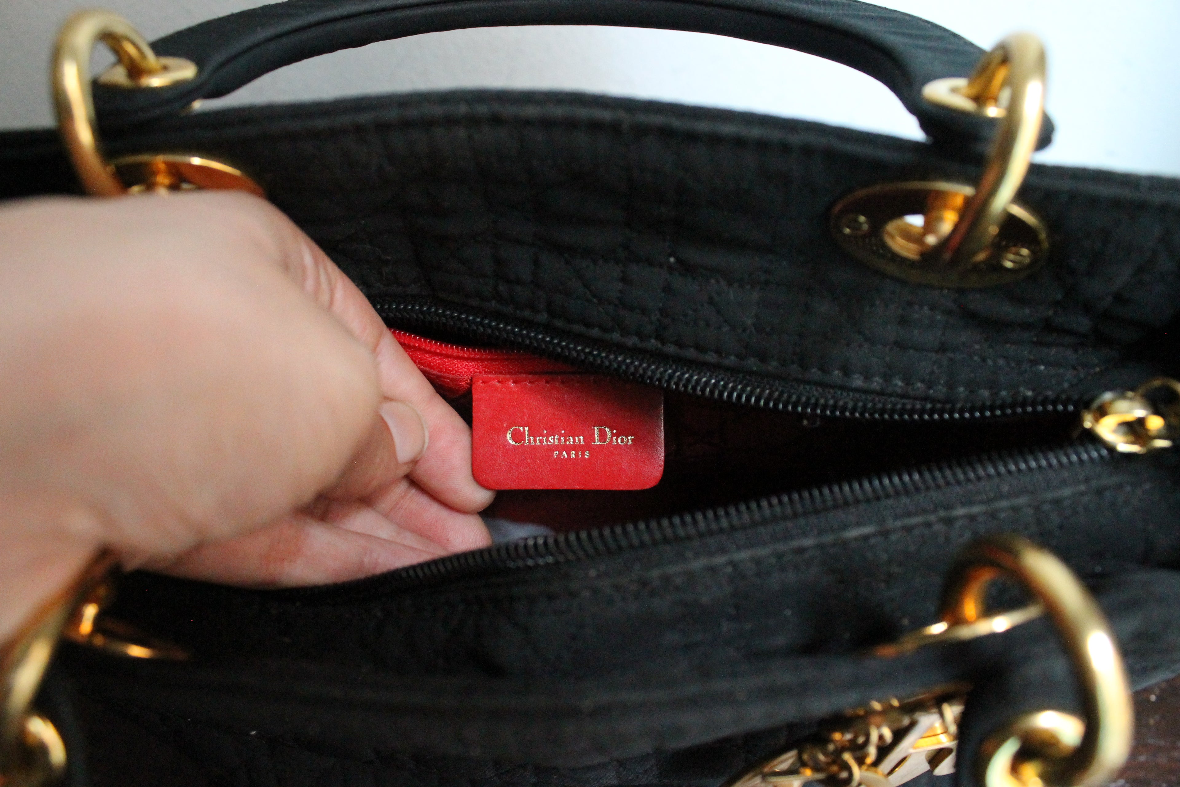 Dior sac à main modèle Lady Dior en toile noire