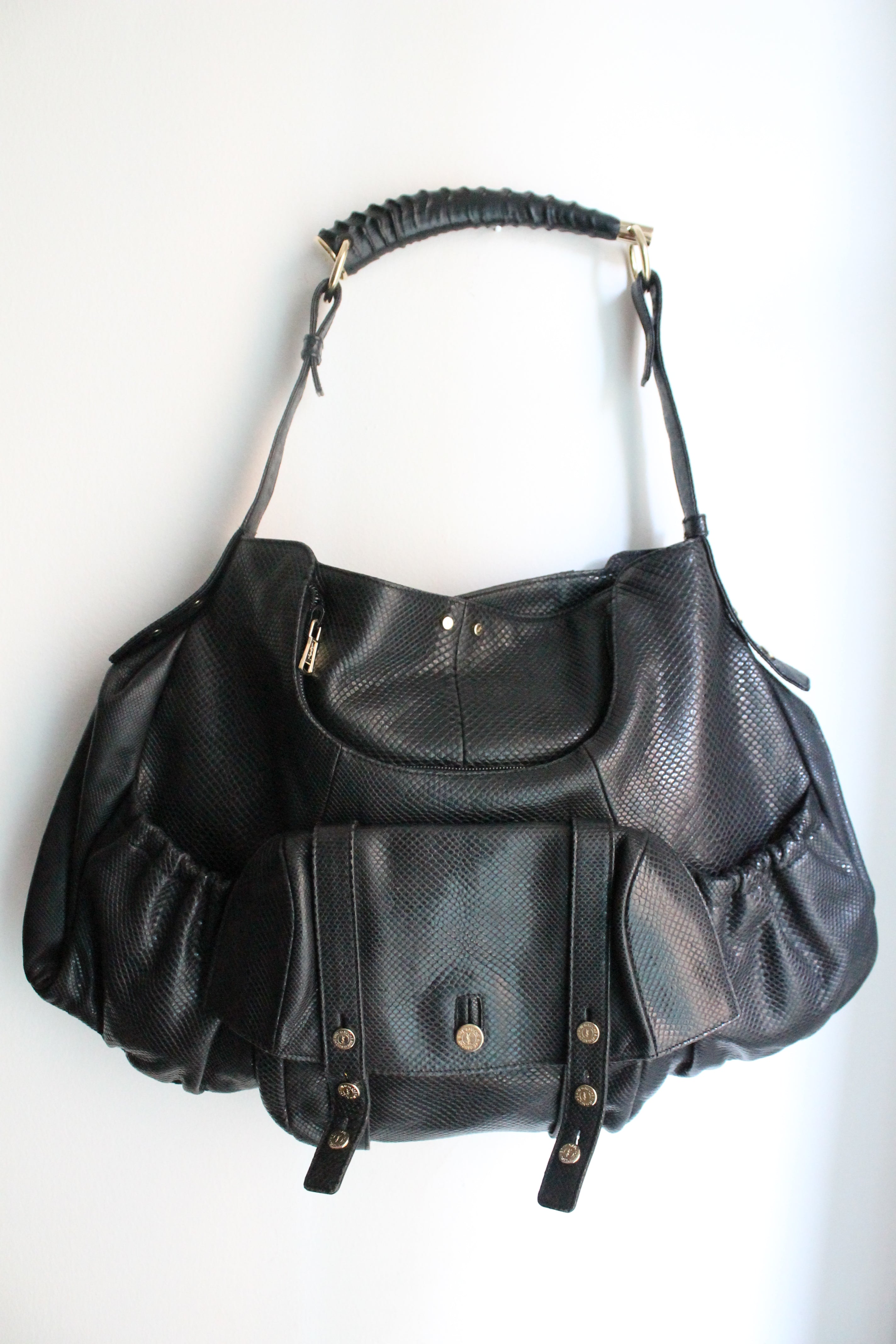 Yves Saint Laurent sac à main modèle Mombasa en cuir de lézard noir
