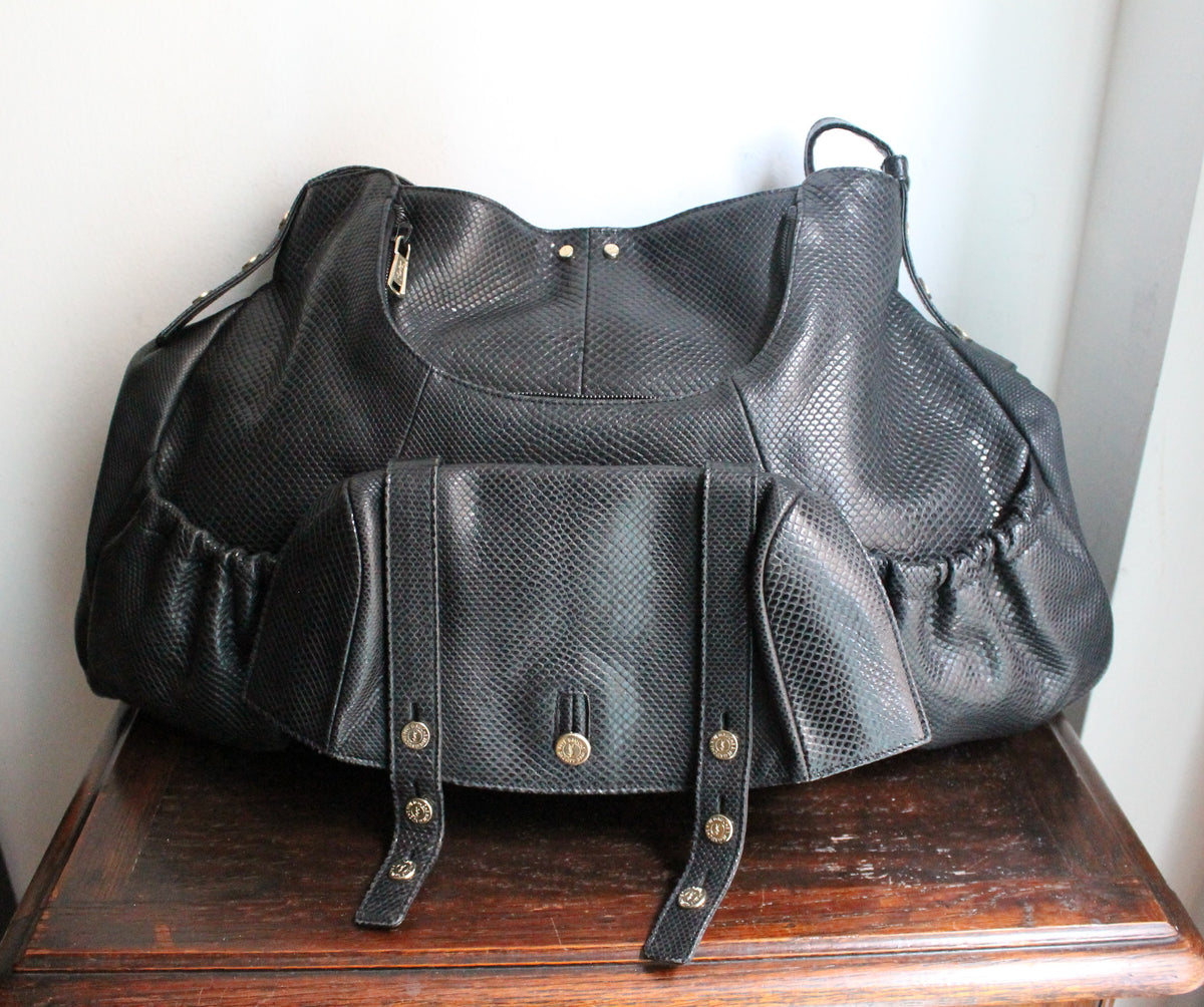 Yves Saint Laurent sac à main modèle Mombasa en cuir de lézard noir