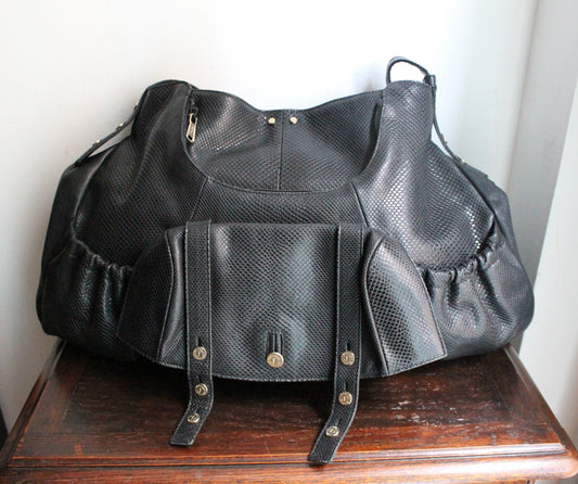 Yves Saint Laurent sac à main modèle Mombasa en cuir de lézard noir