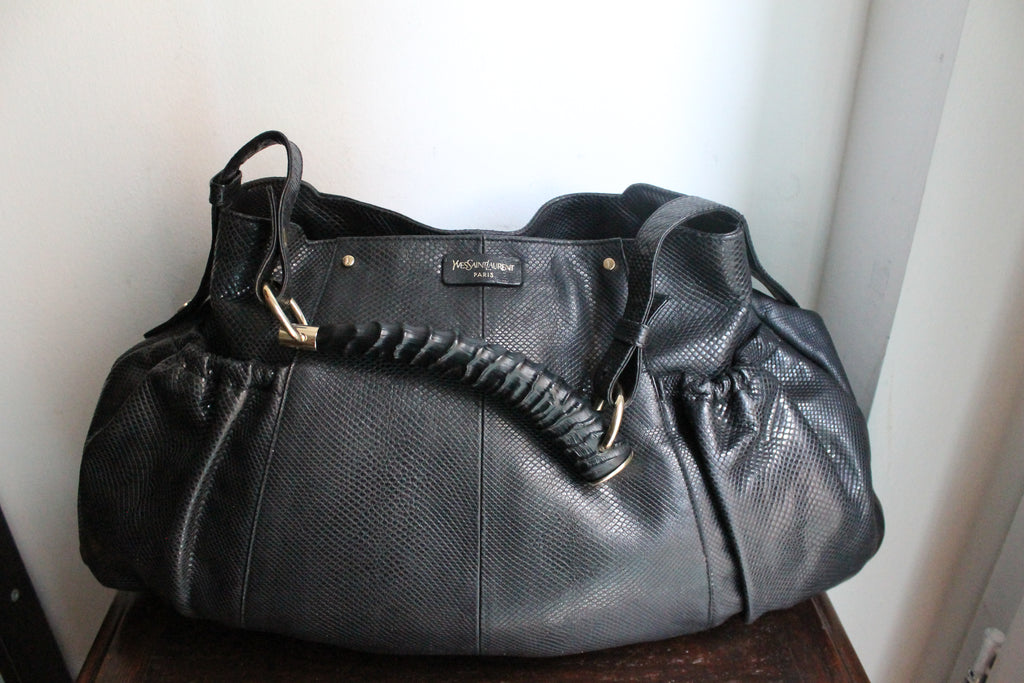 Yves Saint Laurent sac à main modèle Mombasa en cuir de lézard noir