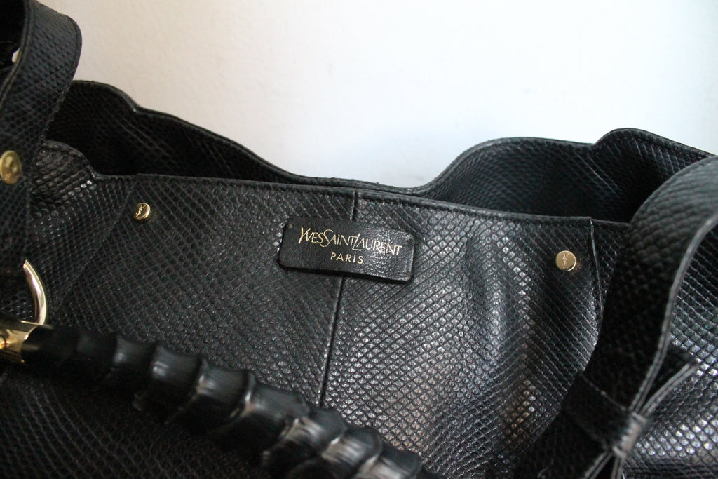 Yves Saint Laurent sac à main modèle Mombasa en cuir de lézard noir