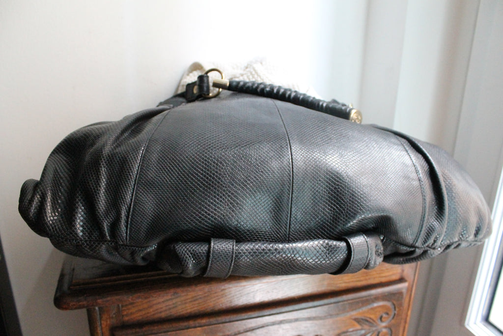 Yves Saint Laurent sac à main modèle Mombasa en cuir de lézard noir