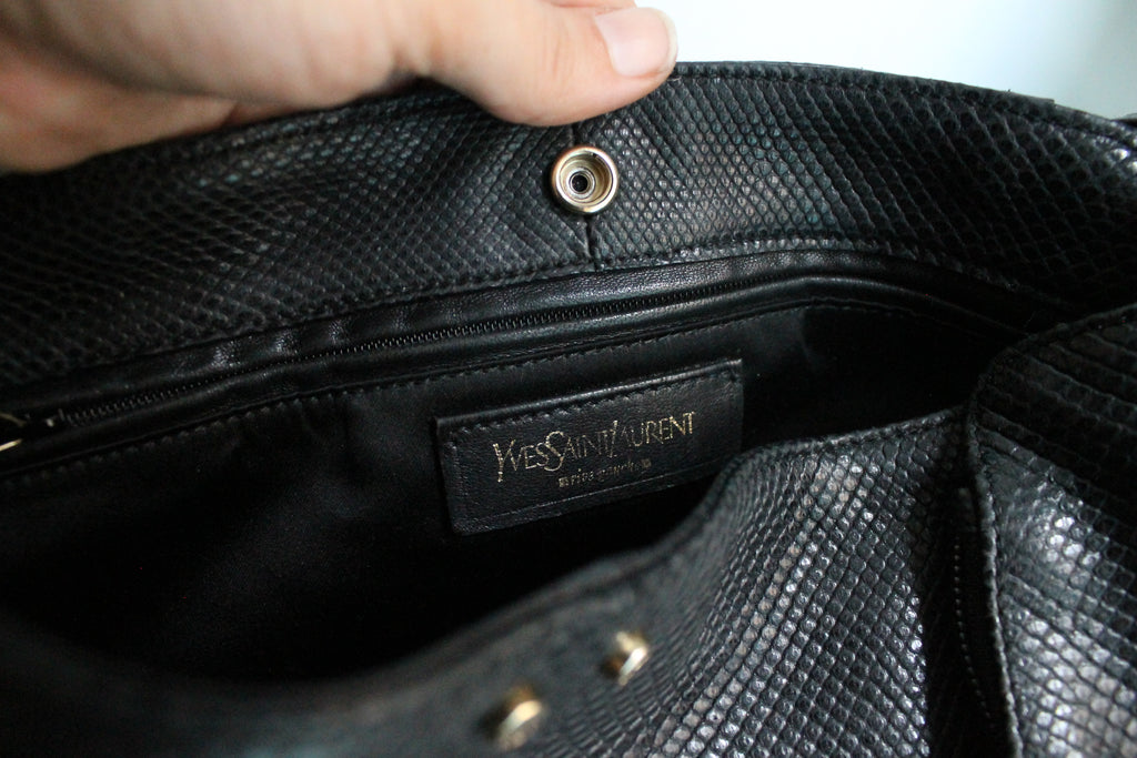 Yves Saint Laurent sac à main modèle Mombasa en cuir de lézard noir