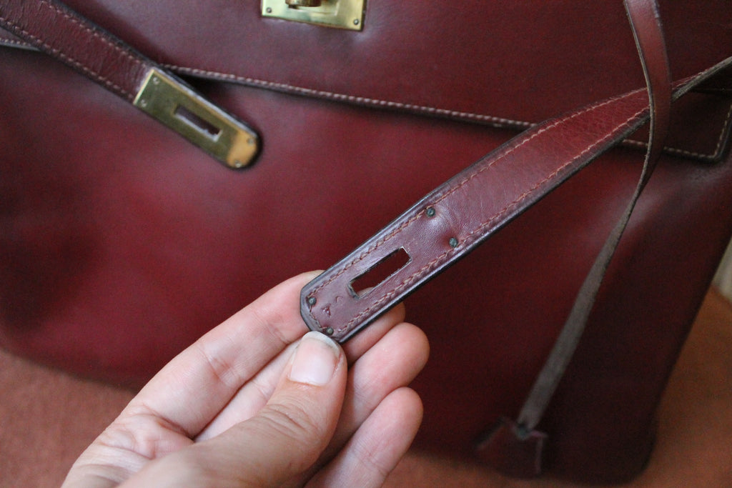 Hermès sac à main modèle Kelly 35 vintage en cuir box bordeaux