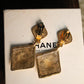 Chanel boucles d’oreilles pendantes à clip en métal doré cc