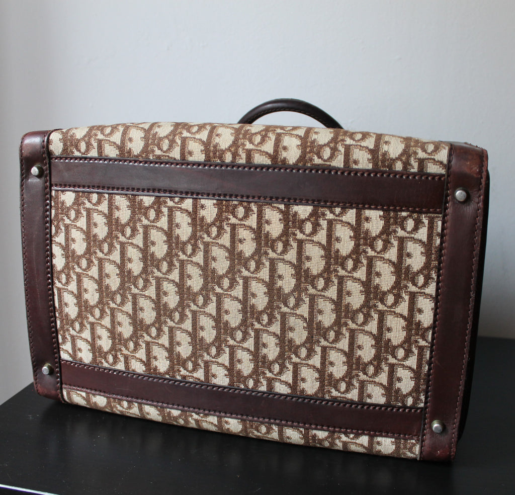 Dior vanity - trousse de toilette vintage en toile et cuir années 1970