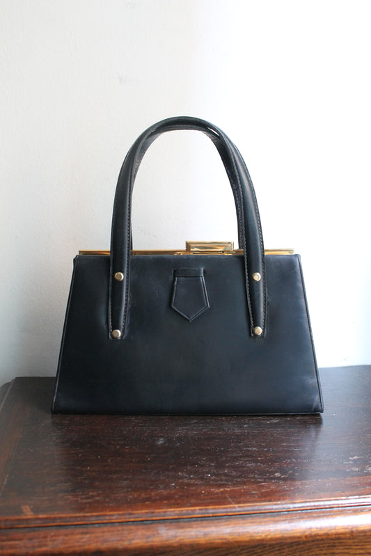 Tiffany & Co sac à main vintage années 1950-1960 en cuir bleu marine
